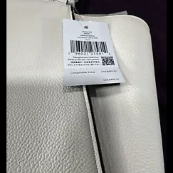 Kate Spade Brim Pebble Leather Laptop Tote w/ Detachable Laptop Sleeve White - Picture 3 of 7